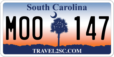 SC license plate MOO147