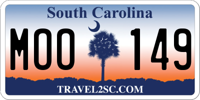 SC license plate MOO149
