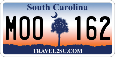 SC license plate MOO162