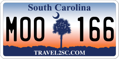 SC license plate MOO166
