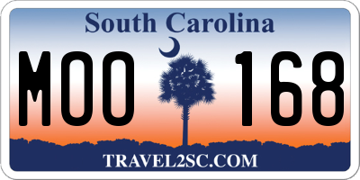 SC license plate MOO168