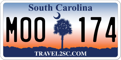 SC license plate MOO174