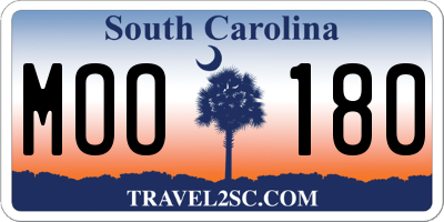 SC license plate MOO180