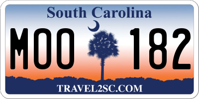 SC license plate MOO182