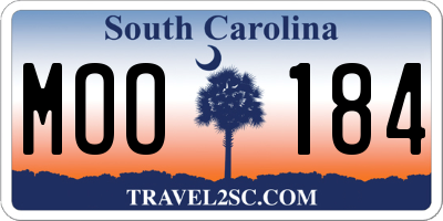 SC license plate MOO184