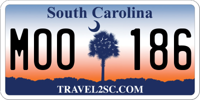 SC license plate MOO186
