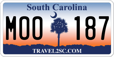 SC license plate MOO187