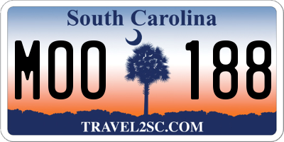SC license plate MOO188