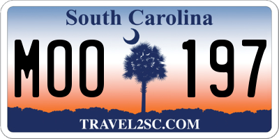 SC license plate MOO197