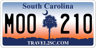 SC license plate MOO210