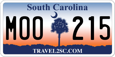 SC license plate MOO215