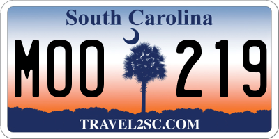 SC license plate MOO219