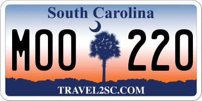 SC license plate MOO220