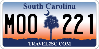 SC license plate MOO221