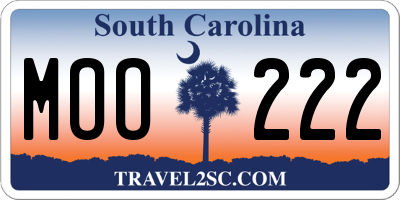 SC license plate MOO222