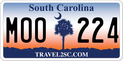 SC license plate MOO224