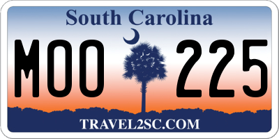 SC license plate MOO225
