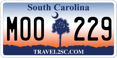 SC license plate MOO229