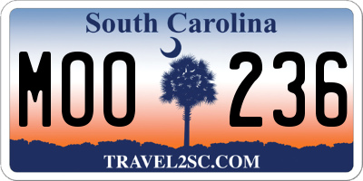SC license plate MOO236
