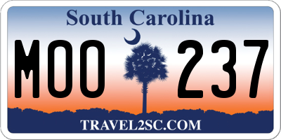 SC license plate MOO237