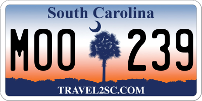 SC license plate MOO239