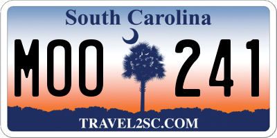 SC license plate MOO241