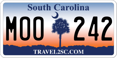 SC license plate MOO242