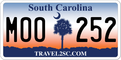 SC license plate MOO252
