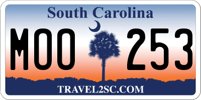 SC license plate MOO253