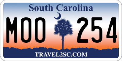 SC license plate MOO254