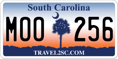 SC license plate MOO256