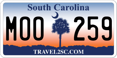 SC license plate MOO259