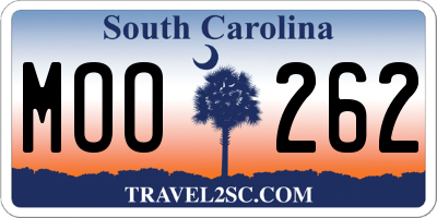 SC license plate MOO262