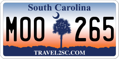 SC license plate MOO265