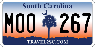 SC license plate MOO267