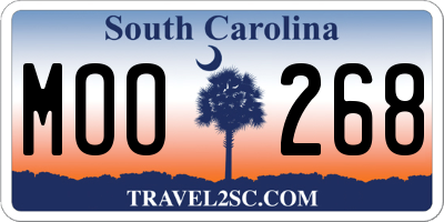 SC license plate MOO268