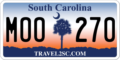 SC license plate MOO270
