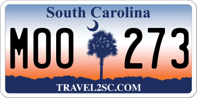 SC license plate MOO273