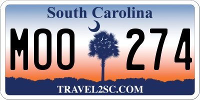 SC license plate MOO274