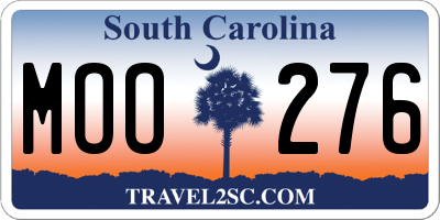 SC license plate MOO276
