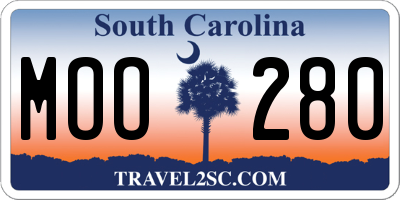 SC license plate MOO280
