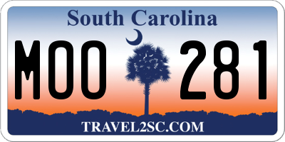 SC license plate MOO281