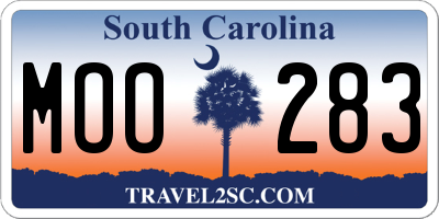 SC license plate MOO283