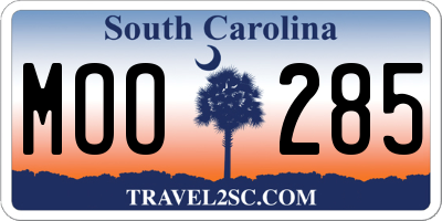 SC license plate MOO285