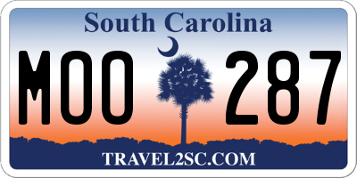 SC license plate MOO287
