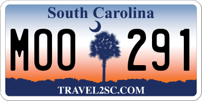 SC license plate MOO291