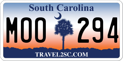 SC license plate MOO294