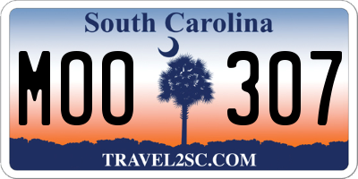 SC license plate MOO307