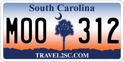 SC license plate MOO312