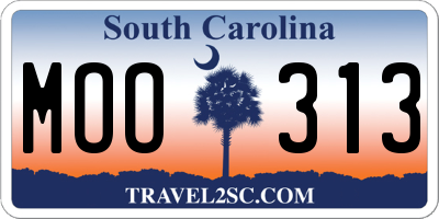 SC license plate MOO313